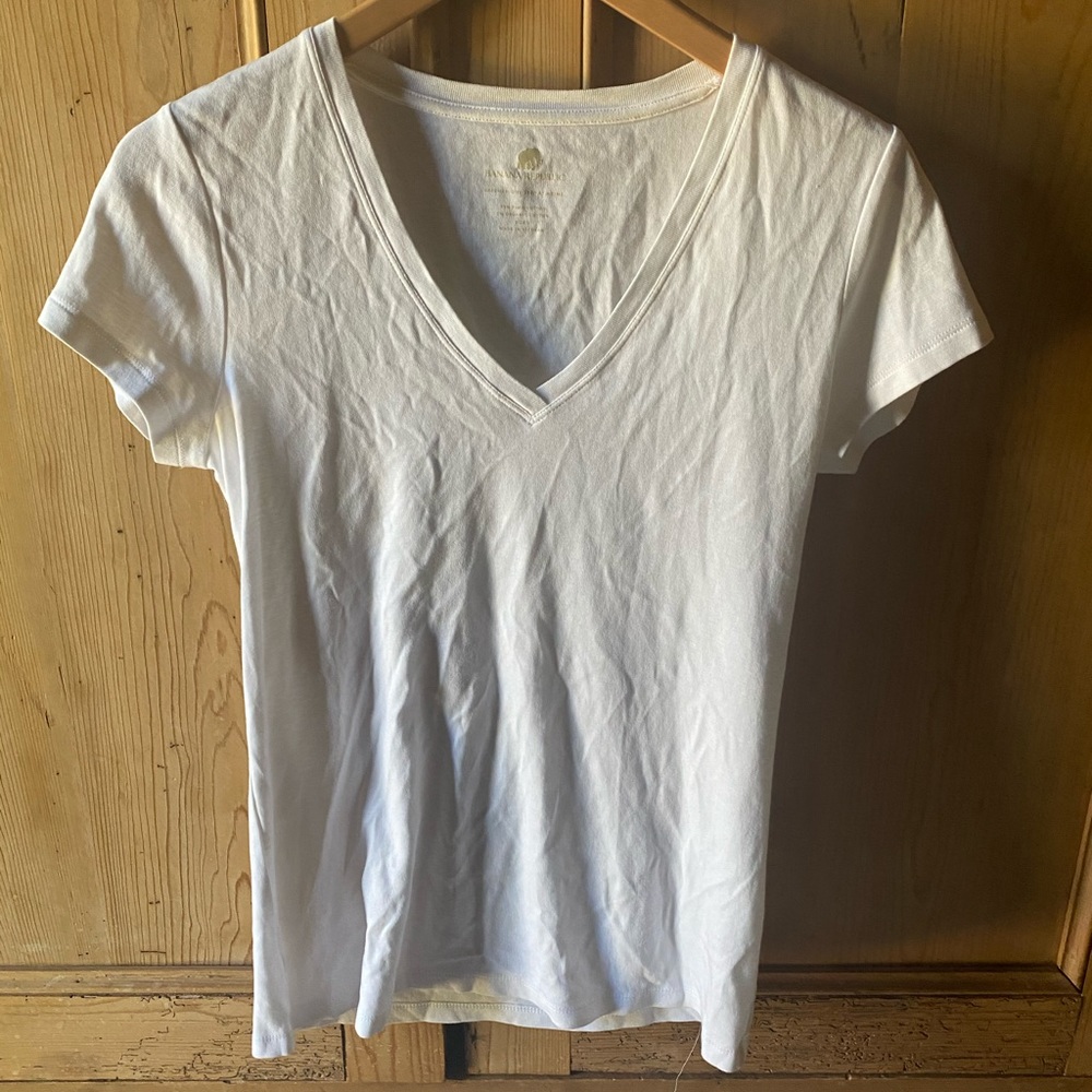 Banana Republic White V Neck
